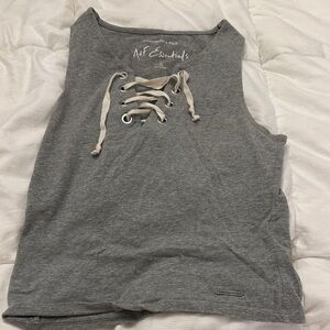 Essentials Charcoal Lace-Up Tank Top